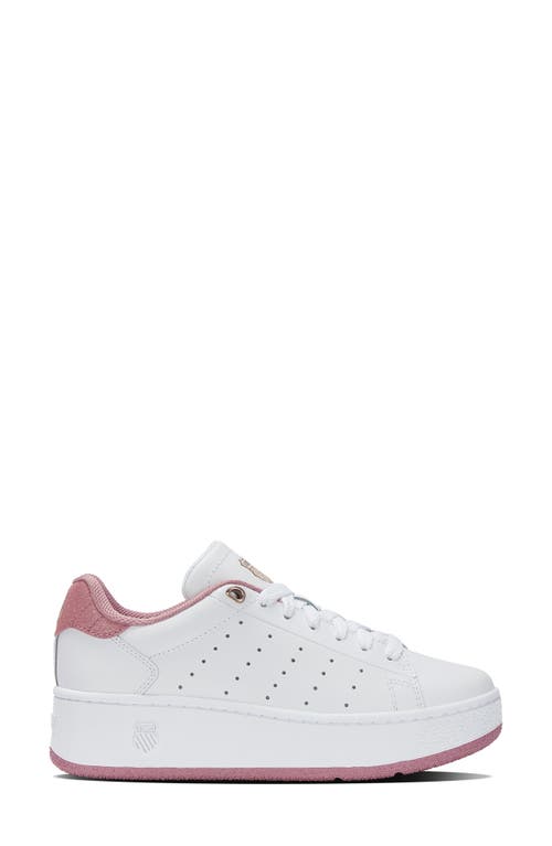 Shop K-swiss Classic Pf Platform Sneaker In White/foxglove