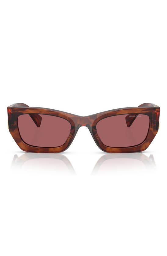 Shop Miu Miu 53mm Rectangular Sunglasses In Violet