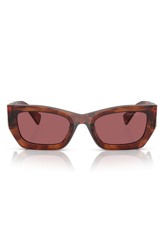 Miu Miu Logo Rectangle Acetate Sunglasses In Violet