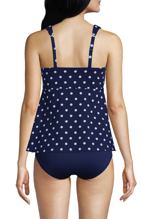 Shop Lands' End Flutter Scoop Neck Tankini Top In Deep Sea Polka Dot