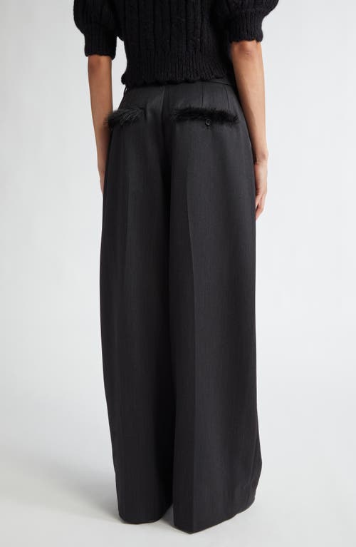 Shop Simone Rocha Pleated Wide Leg Trousers In Charcoal/black