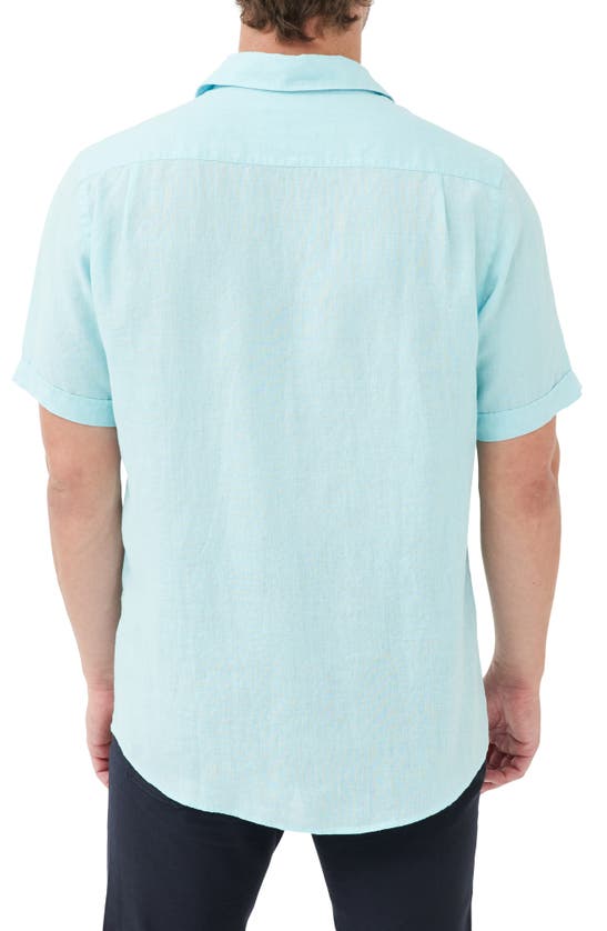 Shop Rodd & Gunn Waiheke Original Fit Short Sleeve Linen Button-up Shirt In Capri