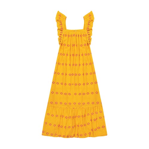 Shop Mer St. Barth Eva Ruffle Sundress In Marigold Embroidery