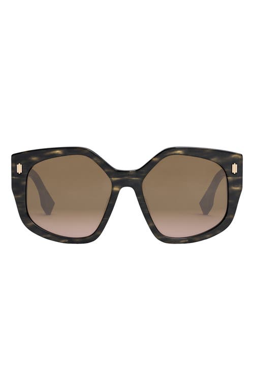 Fendi Bold 55mm Gradient Geometric Sunglasses in Black Horn /Bordeaux