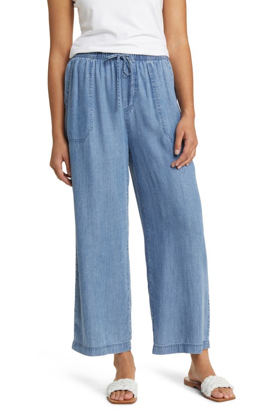 Shop Beachlunchlounge Inaya Chambray Drawstring Pants In Blue Wash