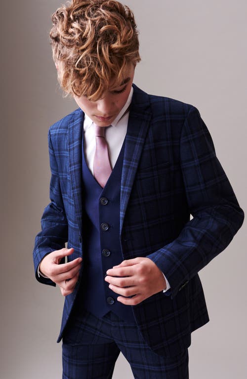 Shop Next Kids' Plaid Sport Coat In Blue