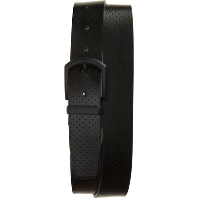 Cuater By Travis Matthew Slated Leather Belt, Black/ Light Grey