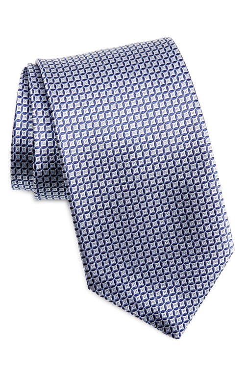 David Donahue Geometric X-long Silk Tie In Blue