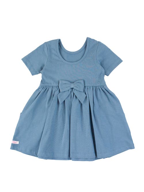 Shop Rufflebutts Baby Girls Knit Short Sleeve Twirl Dress In Countryside Blue