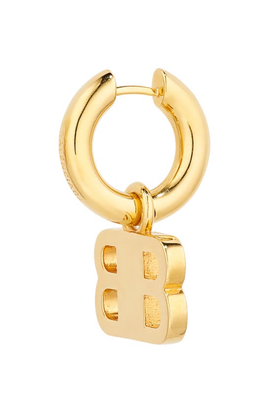 Shop Balenciaga Bb Logo Rhinestone Hoop Earrings In Gold/ Crystal