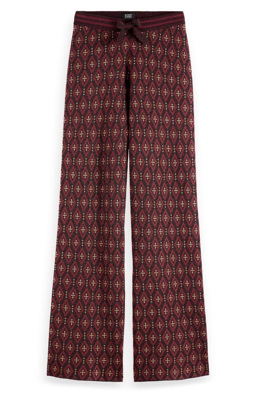 Scotch & Soda Jacquard Knit Pants In Dark Bordeaux