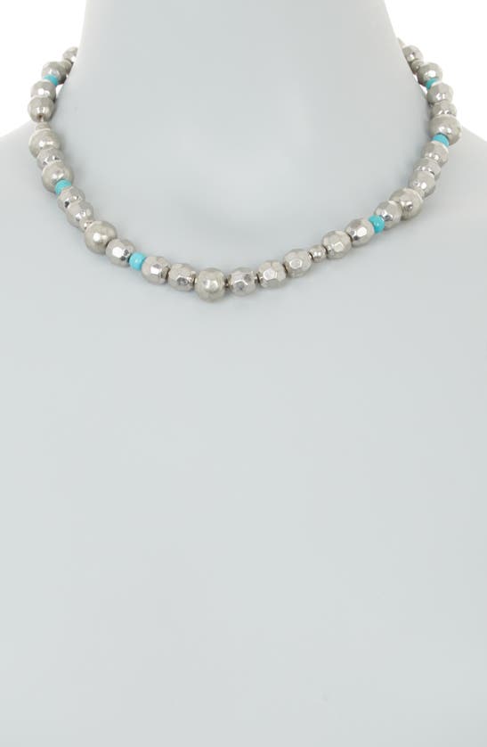 Shop Melrose And Market Reconstituted Turquoise Beaded Necklace In Turquoise- Rhodium