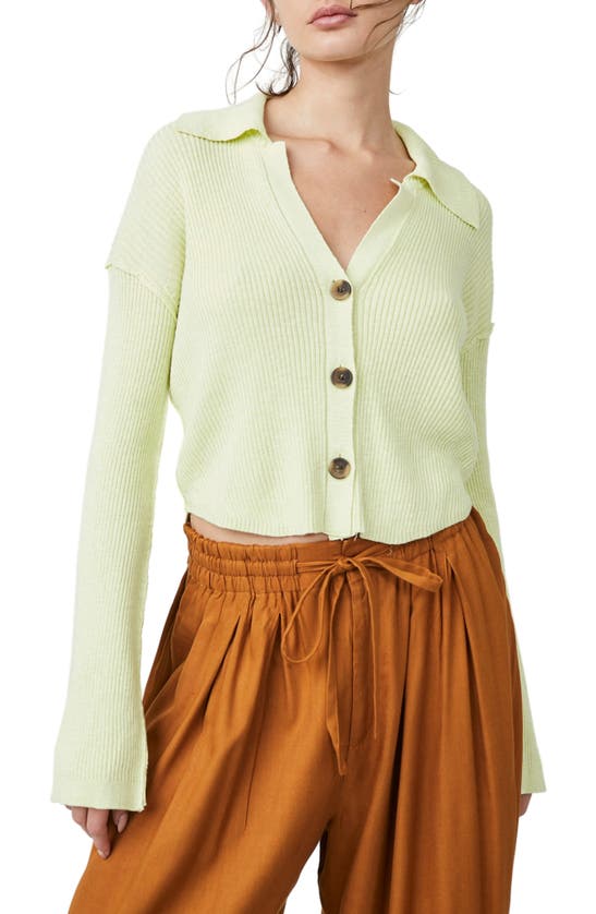 Free People Ella Button-up Sweater In Key Lime Pie