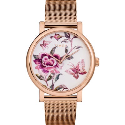 Timex Full Bloom Mesh Strap Watch,