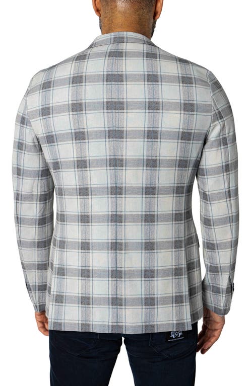Maceoo Descartes Unconstructed Plaid Brooksy Sky Blue Blazer In Black