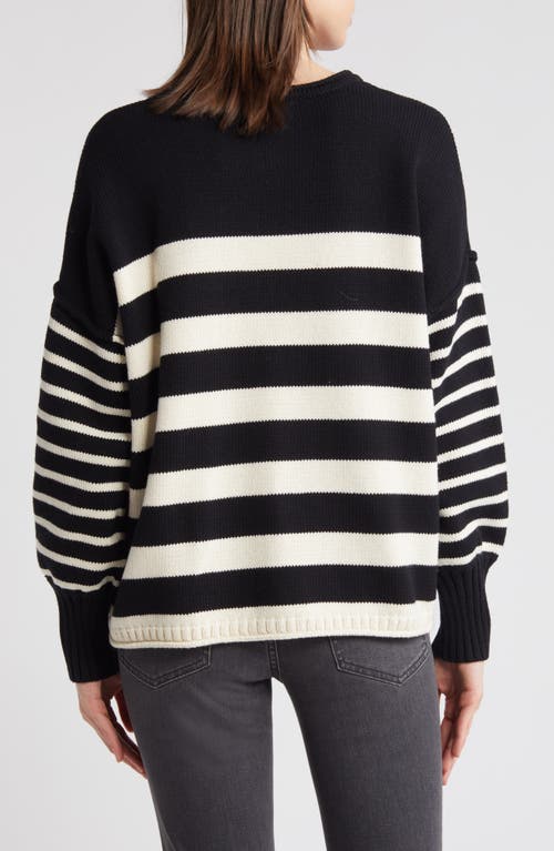 Shop Madewell Conway Mixed Stripe Pullover In True Black