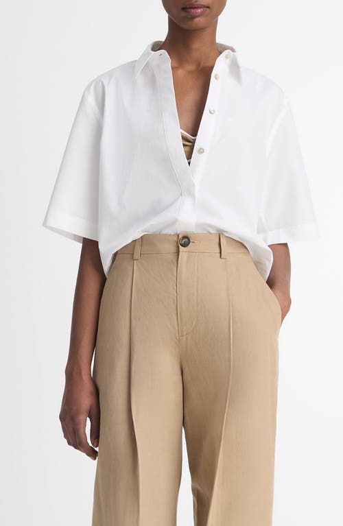 Shop Vince Oversize Crop Cotton Shirt In Optic White