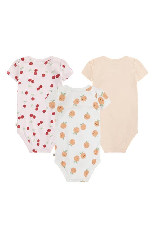 Shop Huggies Assorted 3-pack Organic Cotton Bodysuits In Pale Peach/snow White