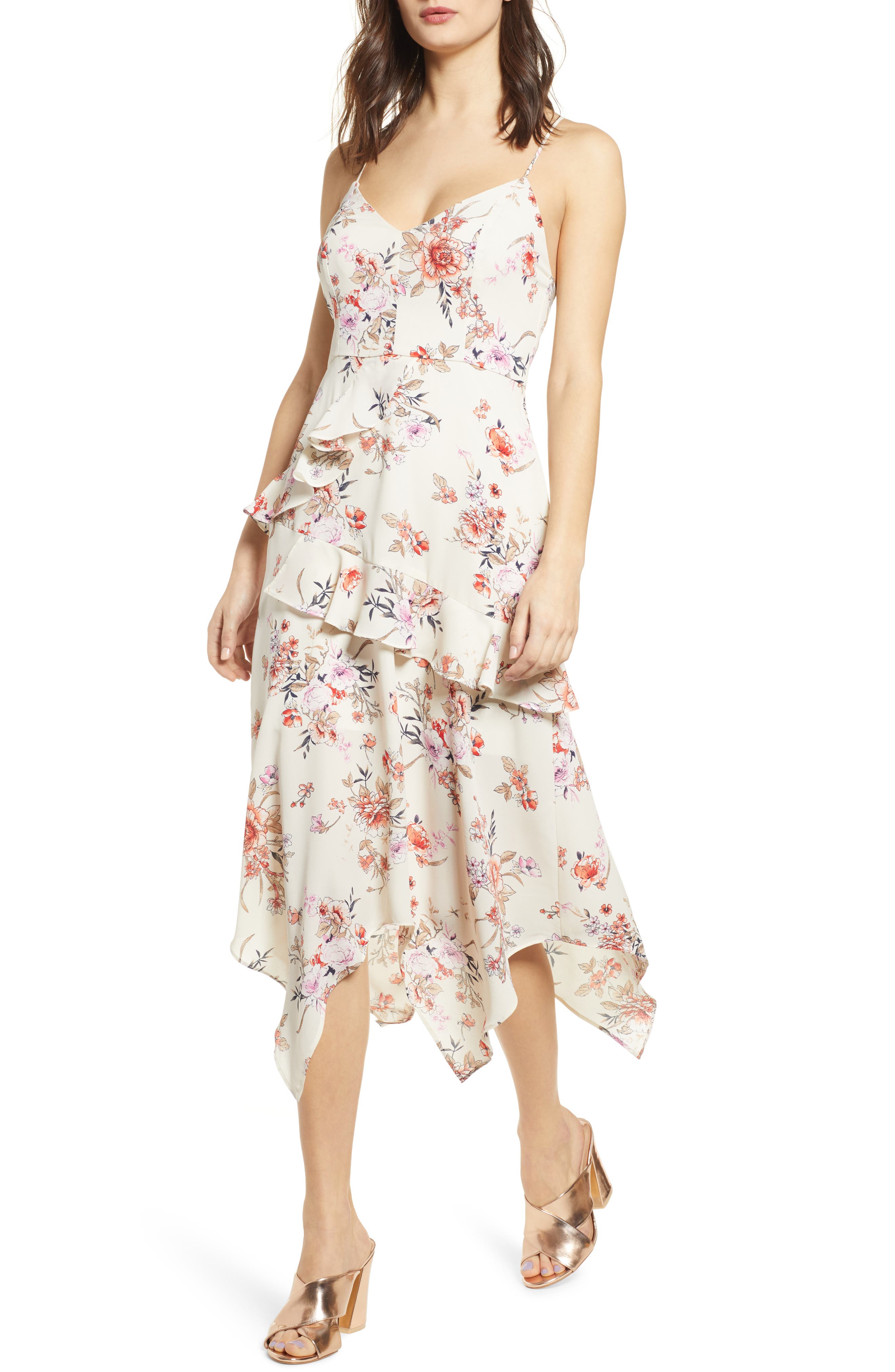 Row A Side Ruffle Maxi Dress, Ivory