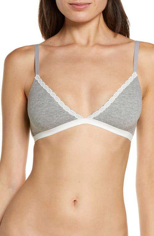 Shop Skarlett Blue Adorned Cotton Blend Bralette In Heather Grey/ivory