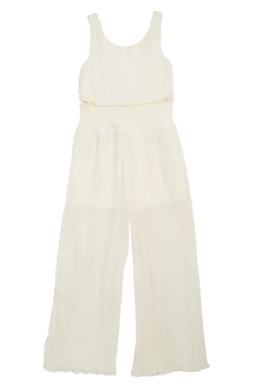 Truly Me Kids' Sleeveless Plissé Jumpsuit Cream at Nordstrom,