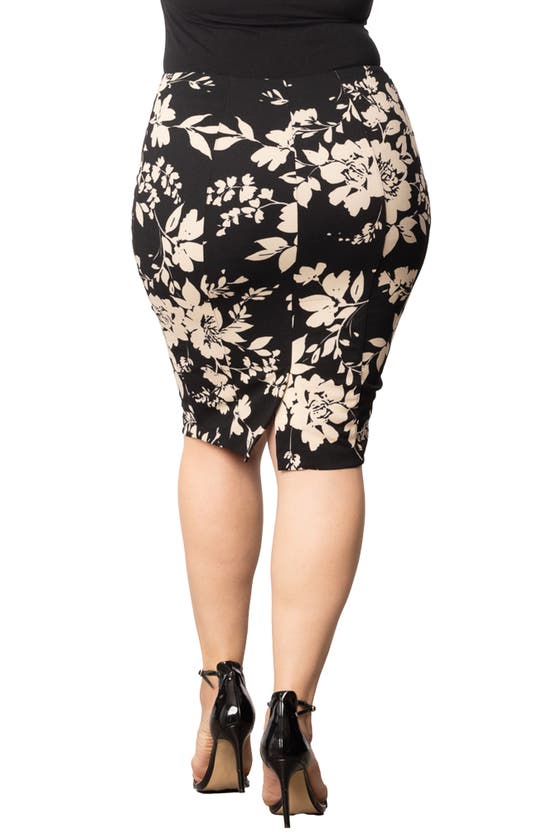 Shop Kiyonna Pencil Skirt In Vintage Ivory Florals