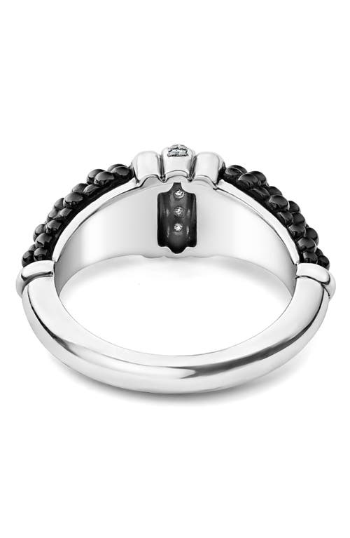 Shop Lagos Black Caviar Diamond Tapered Ring In Silver/black