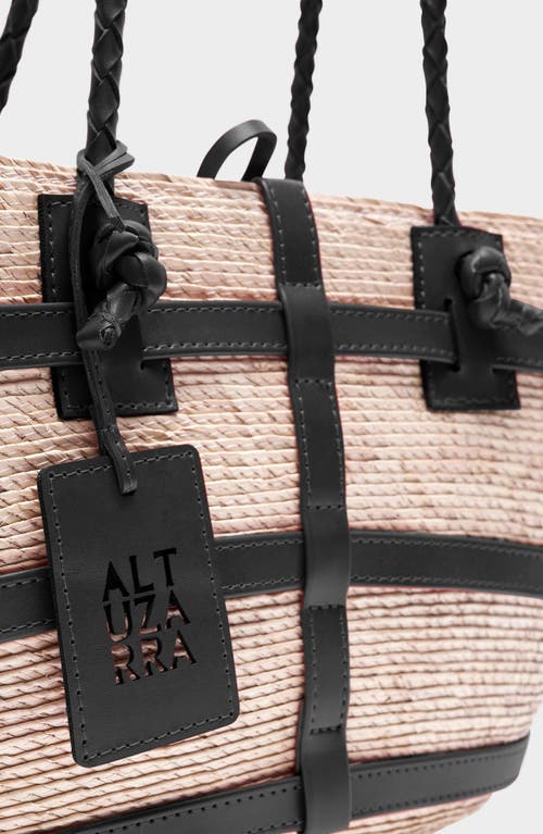 Shop Altuzarra Large Watermill Woven Palm Tote In Natural/black