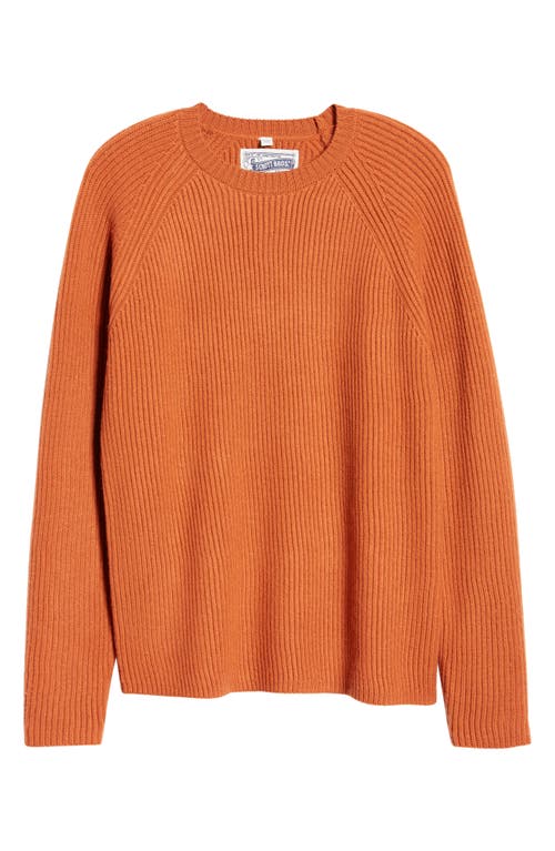 Ribbed Raglan Sleeve Wool Sweater in Rust