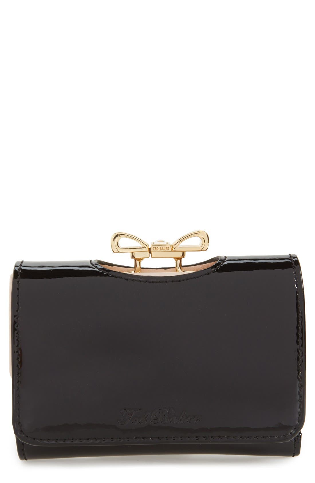 Ted Baker London 'Crystal Bow Small' Patent Leather Clutch Wallet