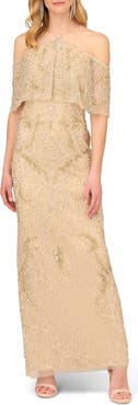 Adrianna papell cold on sale shoulder beaded gown