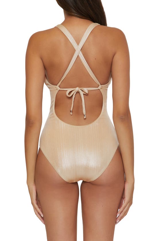 Shop Becca Origami Knot One-piece Swimsuit In Taupe
