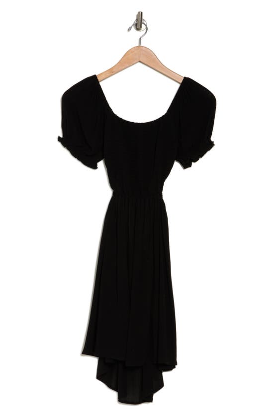 Rachel Parcell Open Back Smocked Minidress In Black