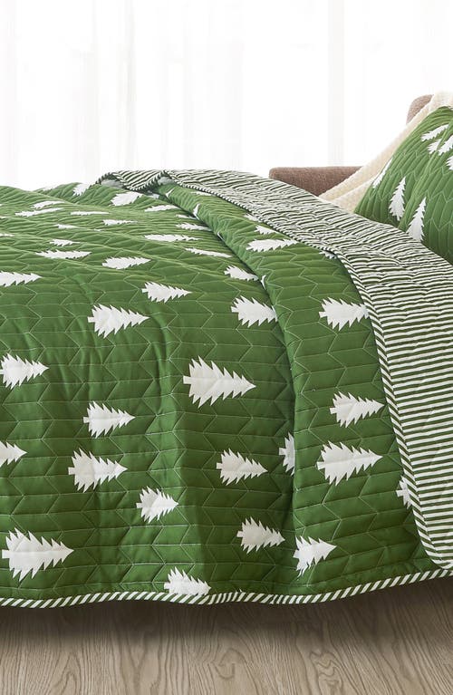 Woven & Weft Forest Lodge Reversible Quilt & Sham Set In Little Trees - Olive