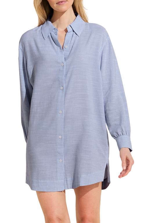 Eberjey Nautico Stripe Long Sleeve Nightshirt at Nordstrom,