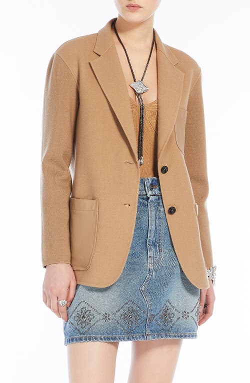 Shop Max Mara Weekend  Unicum Mixed Media Virgin Wool Jacket In Camel