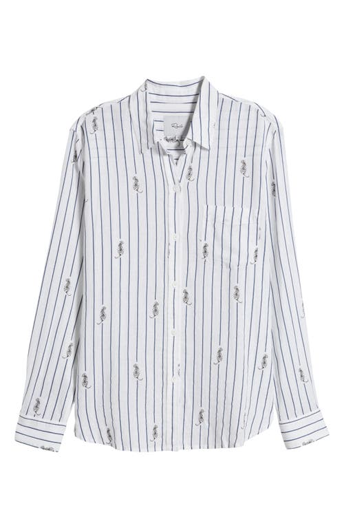 Shop Rails Charli Stripe Linen Blend Button-up Shirt In Navy Striped Tigers