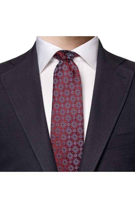 Shop Eton Geometric Medallion Silk Tie In Medium Red