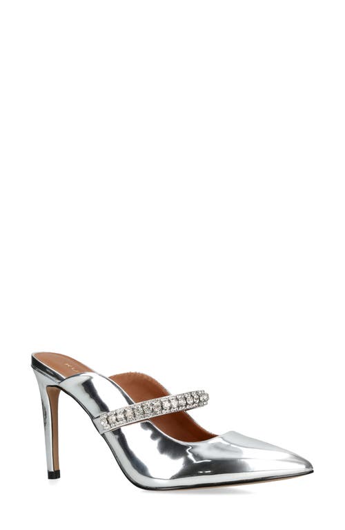 Kurt Geiger London Duke Crystal Strap Pointed Toe Mule Silver at Nordstrom,