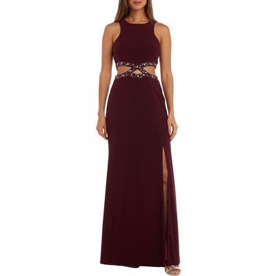 Morgan & Co. Cutout Waist Gown, Burgundy