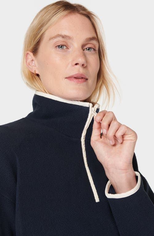 Sweaty Betty Compass Half Zip Fleece Pullover In Navyblue Studiowhite