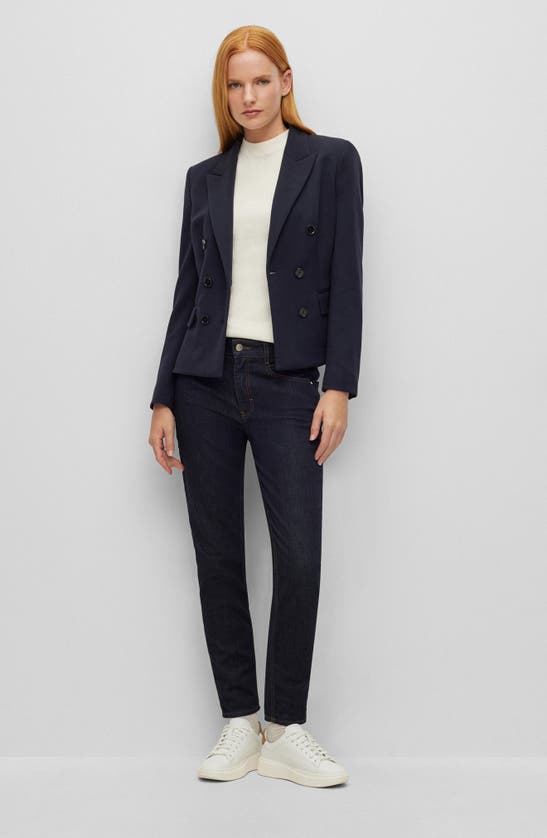 Hugo Boss Jocalia Double Breasted Jacket In Open Blue