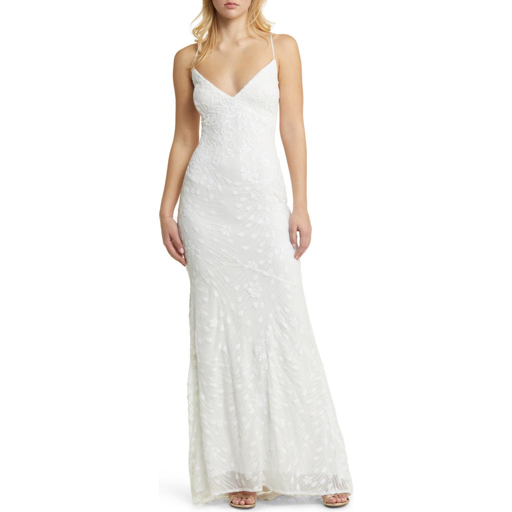 Lulus Photo Finish Sequin High-low Maxi Dress In White/shiny White