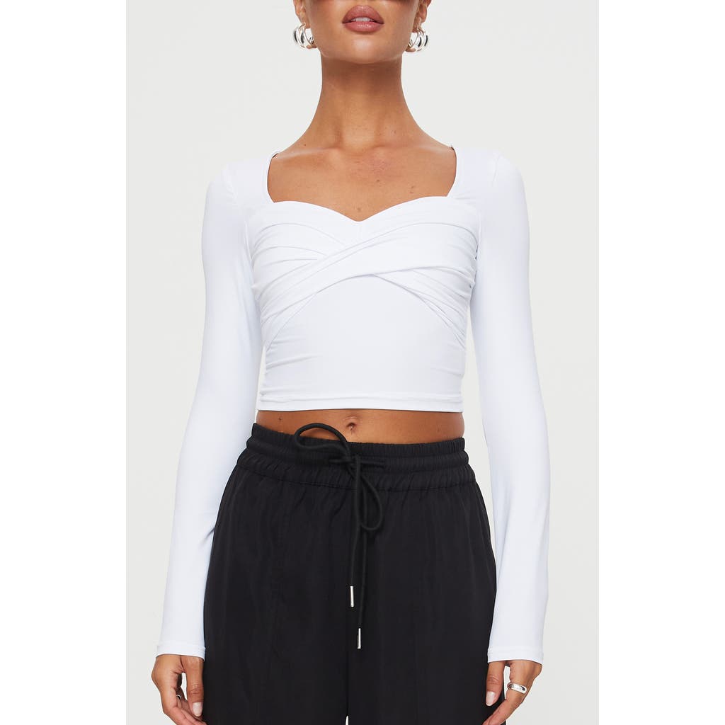 Princess Polly Dunford Crossover Long Sleeve Top In White