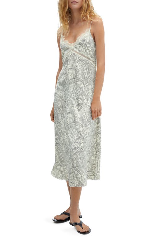 MANGO Paisley Print Slipdress in Off White at Nordstrom, Size 8