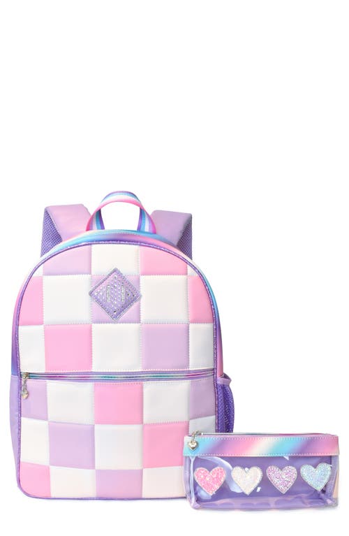 OMG Accessories Kids' Quilted Checker Backpack & Hearts Pouch Set in Orchid at Nordstrom