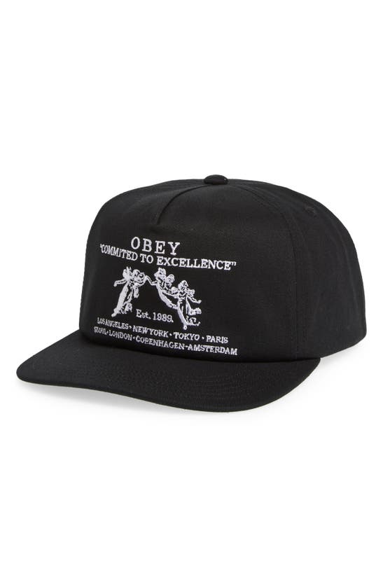Shop Obey Committed To Excellence Snapback Baseball Cap In Black