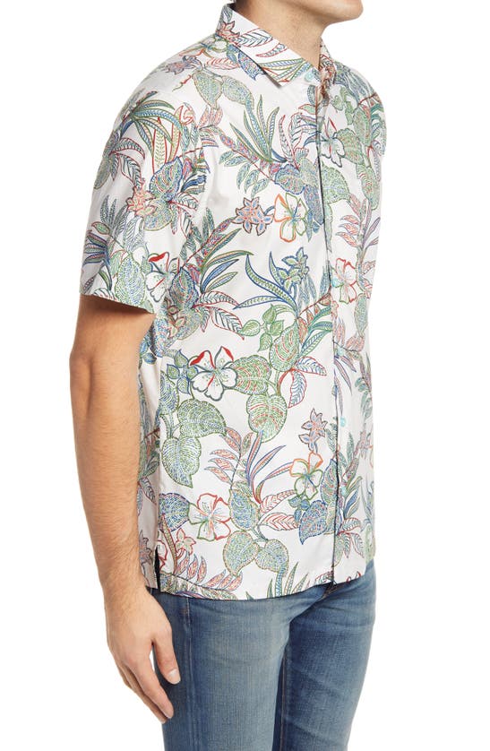 Shop Tori Richard Bargello Floral Short Sleeve Button-up Shirt In White