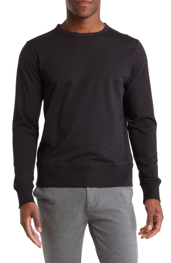 Good Man Brand Varsity Crew Neck Sweater In Black