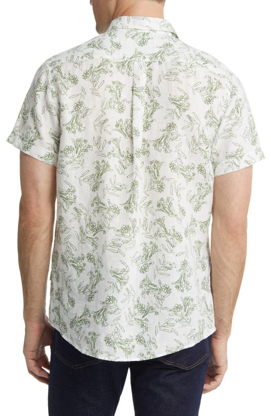 Rodd & Gunn Dryden Bay Floral Short Sleeve Linen Button-up Shirt In Snow